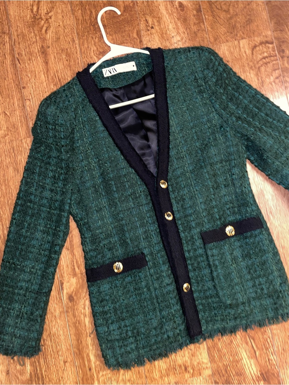 Zara chic BLAZER jacket tweed blazer women size M Chanel style CC - Picture 13 of 16